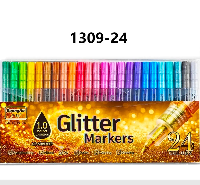 ✨ Guangna – Coffret 24 Feutres Acryliques Pailletés ✨