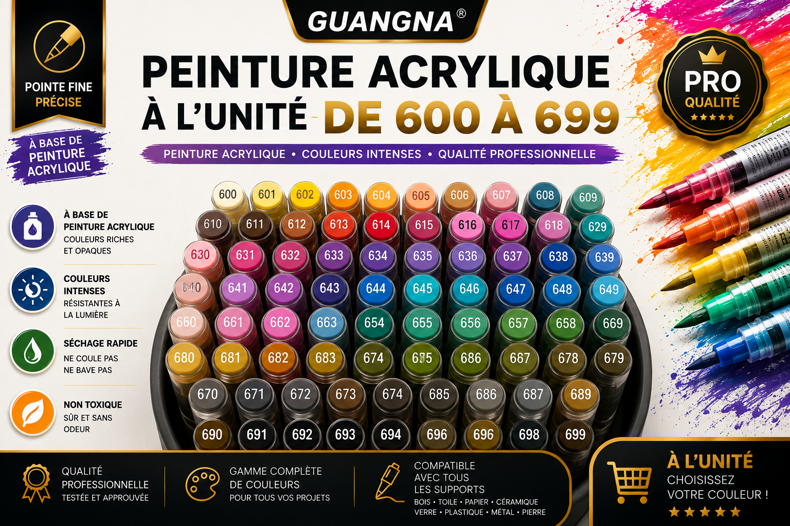 🎨 Feutre Guangna à l’unité – Série 600 à 600