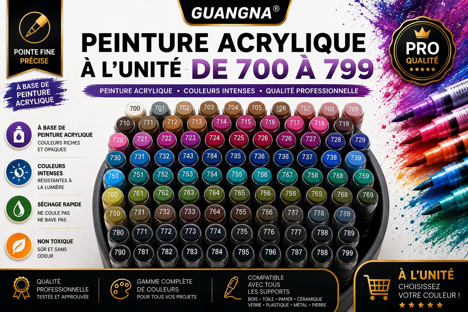 🎨 Feutre Guangna à l’unité – Série 700 à 799