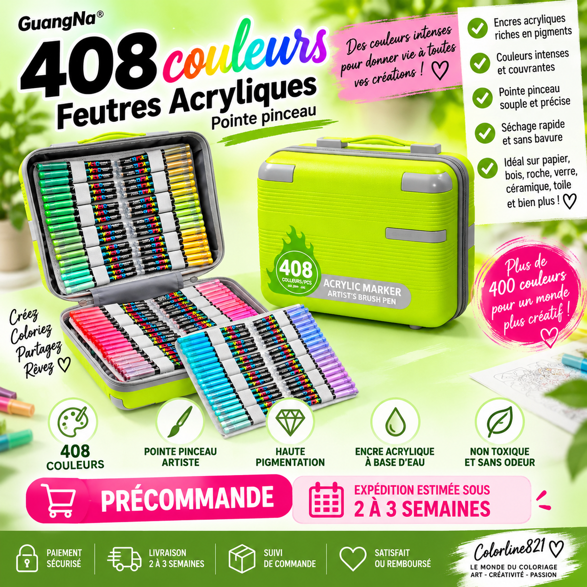 Guangna – Coffret 408 feutres acryliques